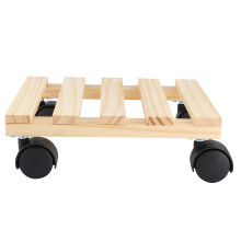 Robuster Pflanzenwagen mit modernem und stilvollem Design, rollbarer Holzständer für Pflanztöpfe verschiedener Formen, feststellbare Rollen für