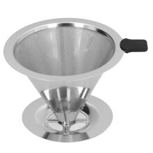 Cafetera de goteo lento de acero inoxidable con filtro de café reutilizable sin papel. El filtro de goteo conserva los aceites y nutrientes del
