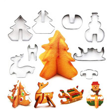 Kreatives Backset, 3D-Weihnachtsbaumschlitten-Ausstechformen aus Edelstahl, 8er-Set, für festliche Leckereien, einfach zu verwenden, silberfarben