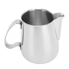 Dzbanek do spieniania mleka ze stali nierdzewnej Premium, do latte art, wzmocniona konstrukcja, srebrna stal nierdzewna, trwały, ergonomiczny,