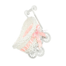 Decorative Rattan Style Storage Cart-Yuanbao cart pink