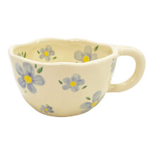 Cană ceramică cu stil estetic, design creativ ceramic fără plumb, model floral, se poate spăla în mașina de spălat vase, pentru uz casnic la