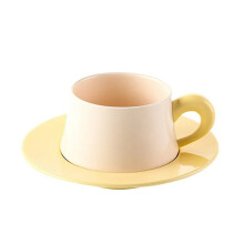 Cană de cafea, design elegant, rezistentă la căldură, cană de cafea ceramică cu design unic, lucrată manual, pentru casă și birou (galben,