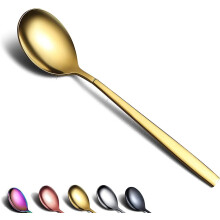 Sublimez vos festins avec ce set de six cuillères dorées. Couverts polyvalents aux bords lisses, en acier inoxydable antirouille, faciles à