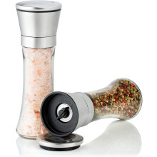 Køkkenudstyr, livstidsgaranti: Salt- eller peberbøsser i glas, elegant design, justerbar keramisk kværn, nem at genopfylde med tæt forseglet