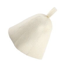 Wool Felt Sauna Hat Cap Beige for Russian Banya Sauna Hut with Hang Loop
