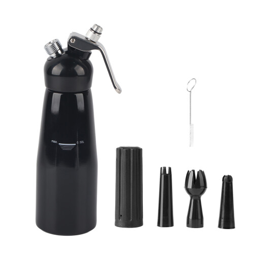 500ml Schwarzer Aluminium-Sahneverteiler, 32x8cm, einfache Bedienung 1