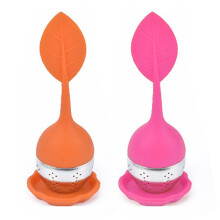 Infusor de chá de silicone fácil de limpar com filtro de aço inoxidável, com furos menores para folhas de chá, ideal para canecas e bules