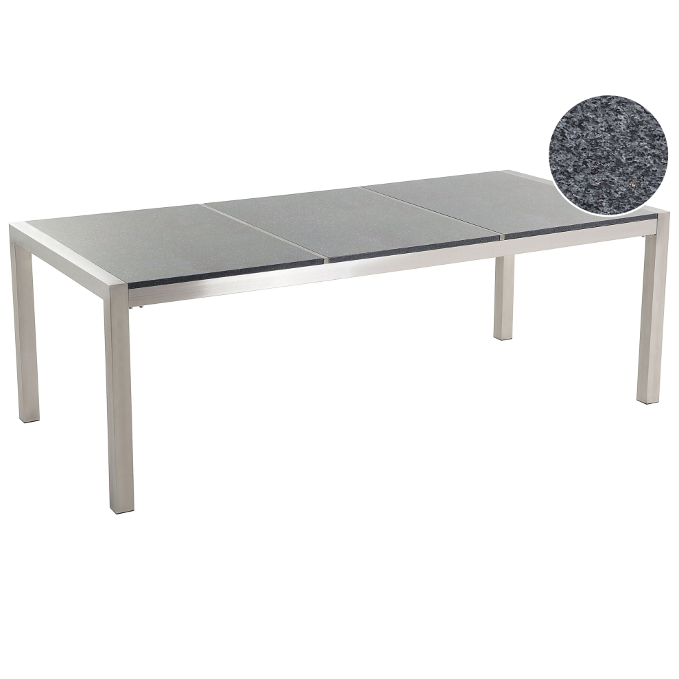 Garden Dining Table GROSSETO 220 cm 100 cm Polished Granite Grey-image-OPC-PDJMWJ6-NEW
