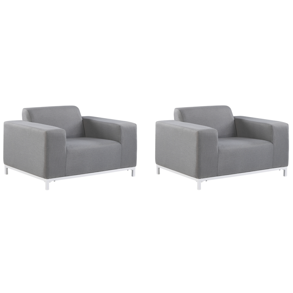Set of 2 Garden Armchairs ROVIGO Fabric Grey-image-OPC-P8X5ZWK-NEW