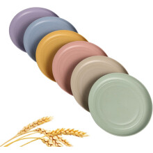 Assiettes réutilisables en paille de blé, ensemble non toxique pour une cuisine durable (15 cm, 6 couleurs assorties)