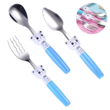 Fourchette à motif spatial mignon, dents arrondies et lame lisse, étui de transport compact, sans danger pour les enfants, compatible lave-vaisselle