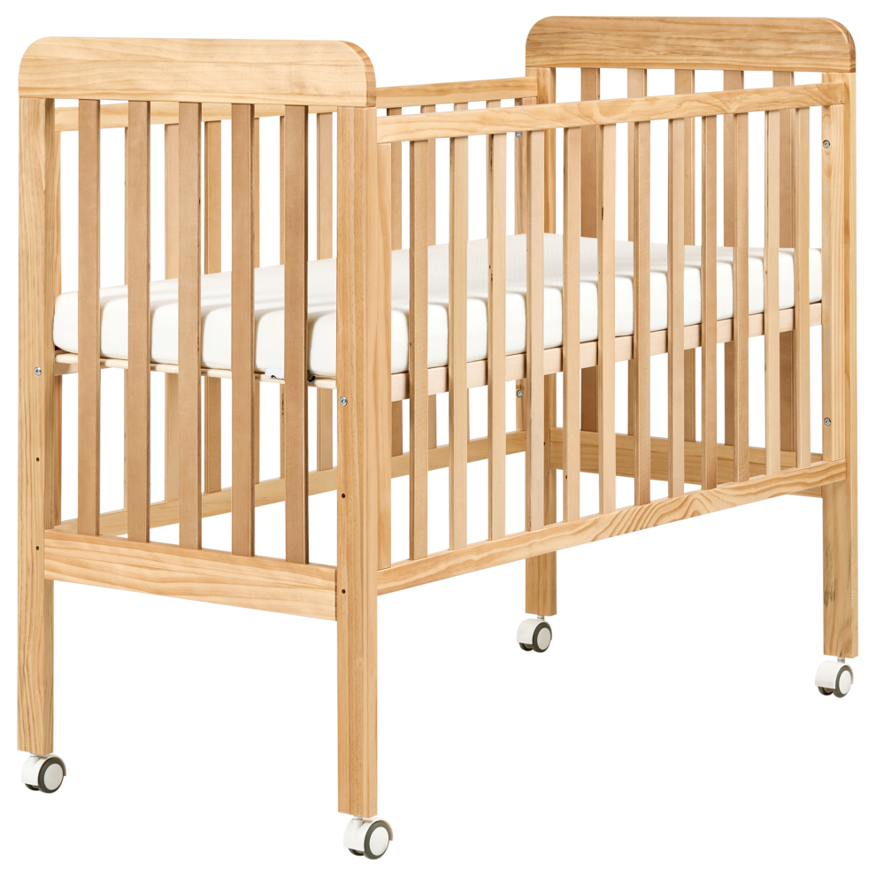 Baby Cot Bed Pine Wood BODMIN 60 x 120 cm with Wheels Light Brown-image-OPC-PJJWMPG-NEW