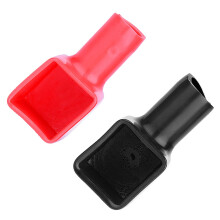 Pair of Battery Terminal Covers Red & Black, 45mm x 20mm, 10mm Diameter