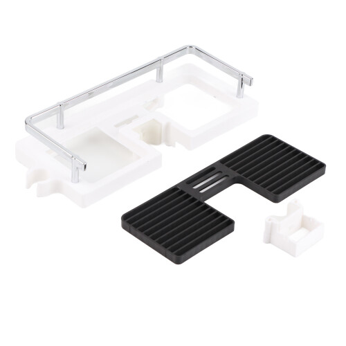 ABS Shower Rod Storage Shelf with Drip Tray Practical Bathroom Organizer 1