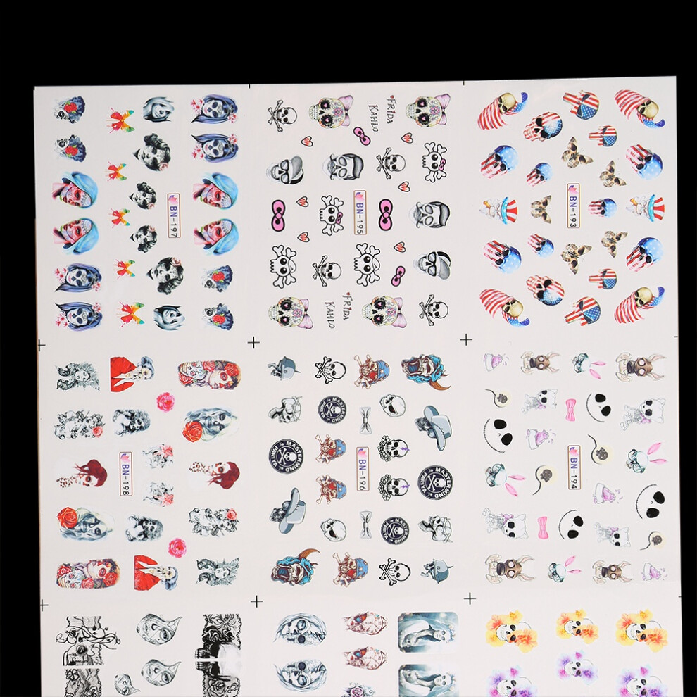 Halloween Bone Transfer Nail Art Sticker Decal Set for Spooky Manicure