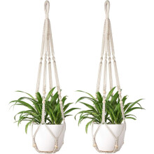 Squisito complemento d'arredo in stile boho, portavaso in macramè con corda di cotone naturale e perline di legno impermeabili, ideale per interni