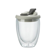 Tazza termica da caffè per un sorso perfetto, tazza da viaggio in vetro a doppia parete, coperchio in silicone a prova di perdite e vetro