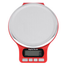 Waga platformowa ze stali nierdzewnej z wyświetlaczem LCD, czerwona, pomiar wielojednostkowy zapewniający wszechstronność w gotowaniu, funkcja