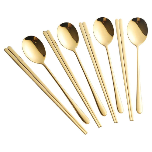 Ανθεκτικά κορεάτικα chopsticks και κουτάλια, γυαλισμένο ανοξείδωτο ατσάλι με