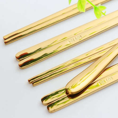 Ανθεκτικά κορεάτικα chopsticks και κουτάλια, γυαλισμένο ανοξείδωτο ατσάλι με 2