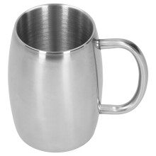 Caneca compacta de aço inoxidável, design moderno perfeito para uso interno e externo, alça ergonômica que garante uma pegada confortável,