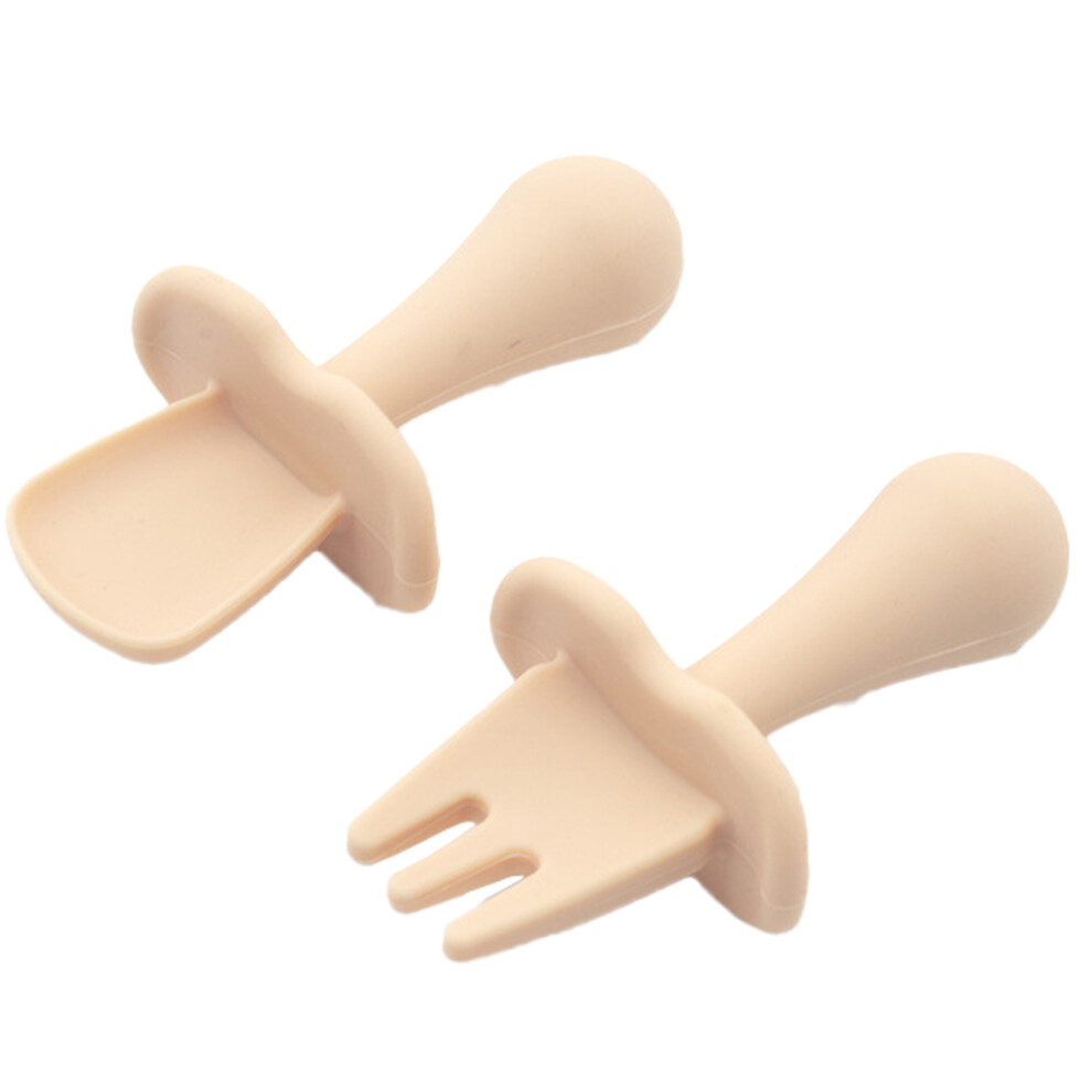 Safe Non-Toxic Silicone Baby Utensils, Ergonomic Design with Short Rounded Handle for Baby-Led Weaning, Protective Barrier for Choking Prevention, Dis