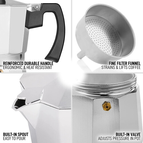 Αριστοτεχνική παρασκευή, Moka για γκουρμέ ιταλικό καφέ, φορητή μηχανή εσπρέσο σε 2