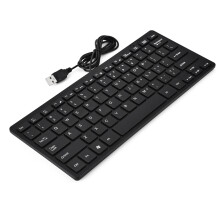 Ultra schlanker 78-Tasten USB-Tastatur für Desktop &amp; Notebook – Schwarz mit Kabel
