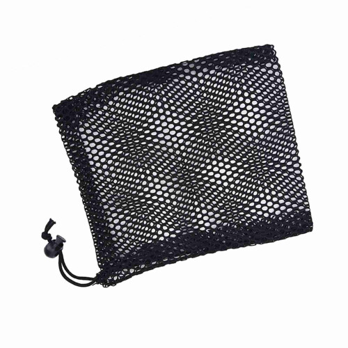 Washable Black Nylon Mesh Golf Ball Holder Bag with Drawstring M