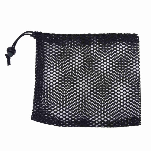 Washable Black Nylon Mesh Golf Ball Holder Bag with Drawstring M 2