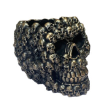 Kleiner Pflanztopf aus Kunstharz in Totenkopfform, fein gearbeitet, Halloween-Szene, realistische Totenkopf-Statue, Topf für drinnen und draußen,