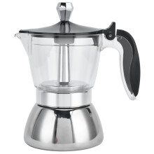 Kaffemaskine i transparent topdesign, nem at rengøre Moka-kande i rustfrit stål med bærbar kaffekande, alsidighed og jævn varmefordeling til