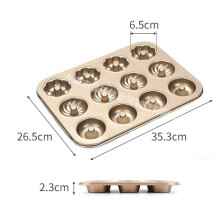 Backform für Mini-Donuts, Antihaftbeschichtung, 12-fach Donutform aus Kohlenstoffstahl mit geriffeltem Rohrdesign, einfach zu verwenden, ofenfest,