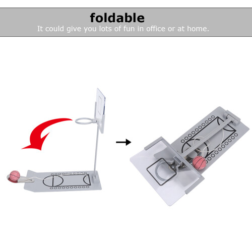 Foldable Desktop Mini Basketball Game - Durable Metal, 8x3.7'' 2