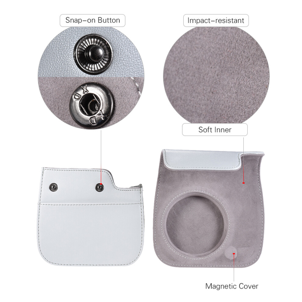 Pu Instant Camera Belt Bag For Fujifilm Instax Mini 9/8/8+/8S Smokey White 8471362987674