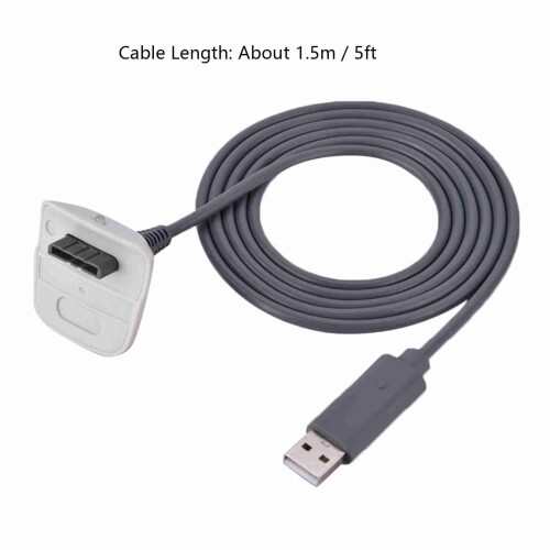 White USB Cable for Xbox 360 Controller - Fast Charge While Playing 1