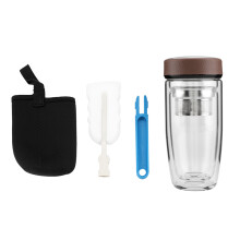 Bottiglia in vetro ecologica con infusore, tazza da viaggio portatile con ampia apertura, contenitore termico senza BPA per tisane e infusi di fiori