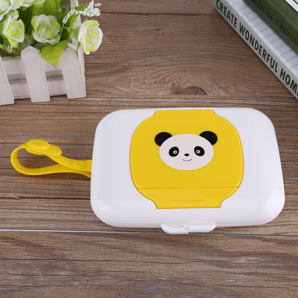 Portable Baby Wet Wipes Case for Outdoor Stroller White and Yellow Compact