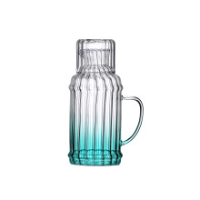 Jarra de água com copo, moderna, para mesa de cabeceira, em vidro grosso, elegante, para servir sem gotejar, ideal para quarto, banheiro e cozinha.