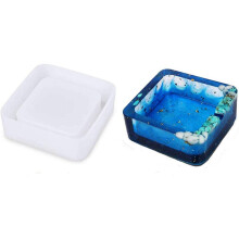 Molde de silicone para caixa de armazenamento em resina epóxi, formato quadrado, cinzeiro resistente para artesanato DIY, porta-cinzeiros