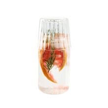Jarra de vidro com tampas e copo, conjunto prático de jarra de água para o quarto, jarra vintage transparente para bebidas com nervuras estéticas,