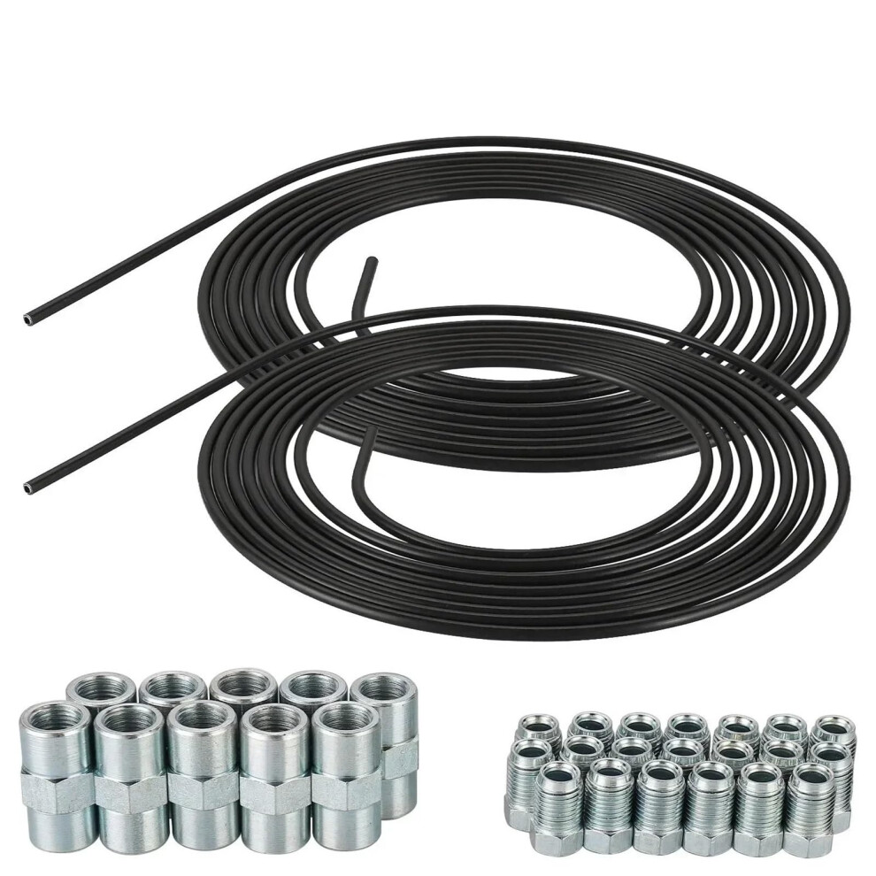 Brake Lines Kit 2Pcs Car Brake Lines 5M 3/16 In (4.75Mm) Auto Roll Coils Brake Pipes With 20 Nuts 10 Connectors 9105992240067