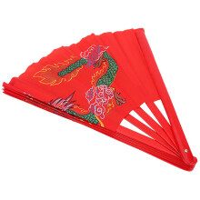 Red Bamboo Fan for Tai Chi Kung Fu Wushu Dance Practice 20in Right Hand Use