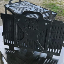 Foldable Grill Portable Stainless Steel Interlocking Slot System BBQ Grill Camping Utensils Lightweight Outdoor Cooking