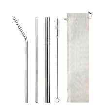 Bent Drinking Straws, Reusable Stainless Steel Straws for Cocktails and Iced Drinks, Dishwasher Safe Metal Straws with Cleaning Brush, Eco-Friendly St