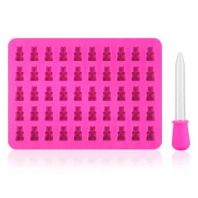 Moules multi-usages en silicone pour oursons gélifiés, sans BPA, de qualité supérieure et réutilisables, avec compte-gouttes inclus.