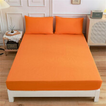 Double Single Fitted Sheets Microfibre 27cm Deep Pocket Solid Color Print Bed Sheets Super King Orange
