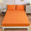 Double Single Fitted Sheets Microfibre 27cm Deep Pocket Solid Color Print Bed Sheets Super King Orange 1