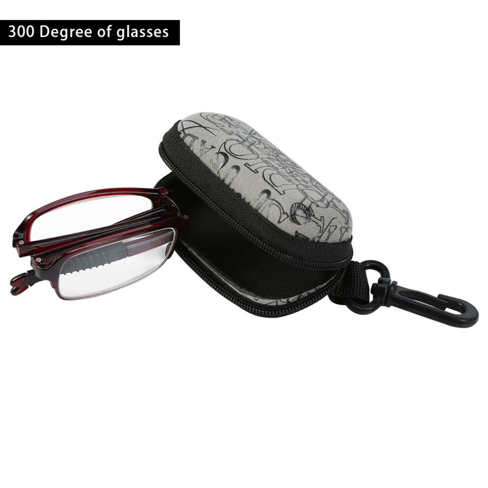 Red 3.0 Portable Folding Reading Glasses for Presbyopia Relief